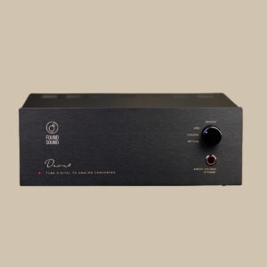Den svarta Davio Elite DAC, elegant med borstad metall, har Source- och Voltage-rattar - USB, coax och optisk väntar på dina låtar.